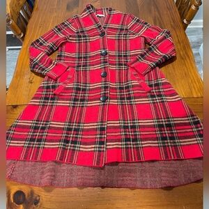 Venario Womens Red Holiday Christmas Plaid Long Button Up Cozy Pocket Cardigan